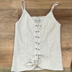 American Eagle Knit Tank top White Natural braid knitted soft sleeveless